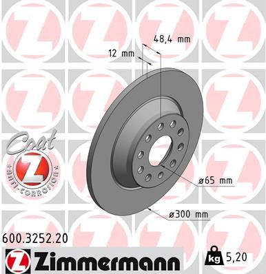Диск тормозной ZIMMERMANN 600325220