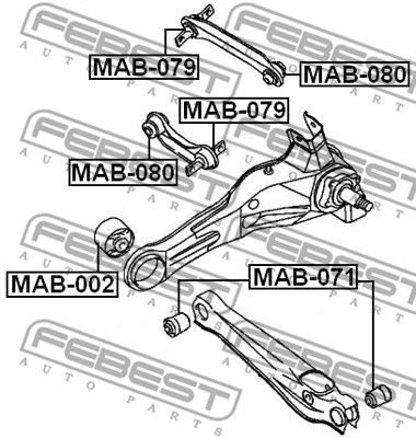 Сайлентблок задней поперечной тяги FEBEST MAB071