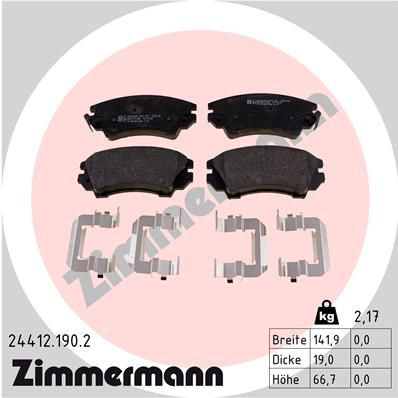 Колодки тормозные дисковые ZIMMERMANN 244121902