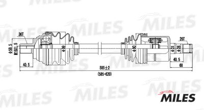 Привод в сборе левый Miles GC01006