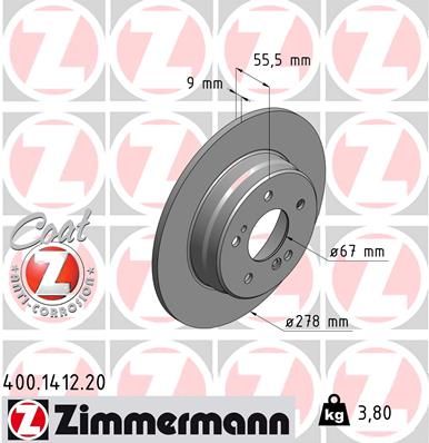 Диск тормозной ZIMMERMANN 400141220