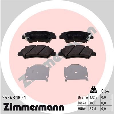 Колодки тормозные передние ZIMMERMANN 253481801