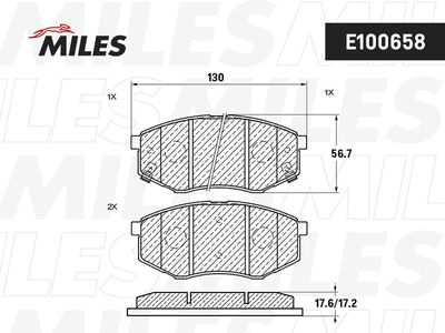 Колодки тормозные передние Miles E100658