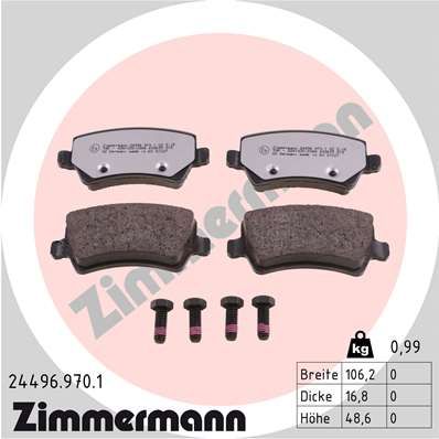 Колодки тормозные дисковые комплект ZIMMERMANN 244969701