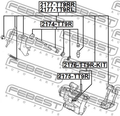 Суппорт тормозной задний правый со скобой FEBEST 2177TT9RR
