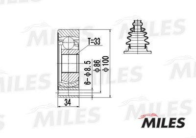 ШРУС внутренний левый Miles GA11005