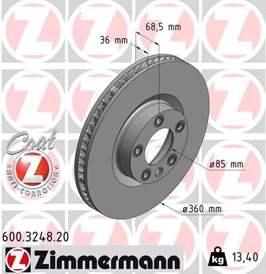 Диск тормозной ZIMMERMANN 600324820