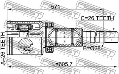ШРУС внутренний правый FEBEST 2711S80AWDTRH