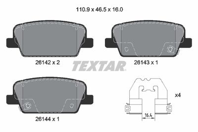 Колодки тормозные задние TEXTAR 2614201