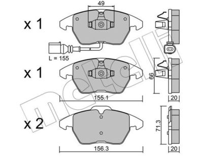 Комплект колодок для дискового тормоза METELLI 2205480