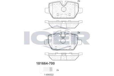 Колодки тормозные дисковые ICER 181664700