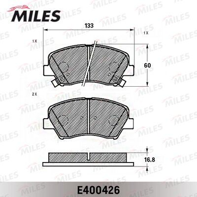 Колодки тормозные передние Miles E400426