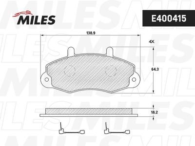 Колодки тормозные передние Miles E400415