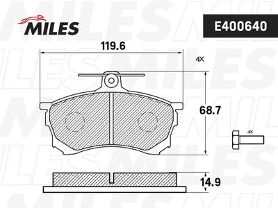 Колодки тормозные передние Miles E400640