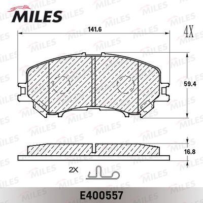 Колодки тормозные передние Miles E400557