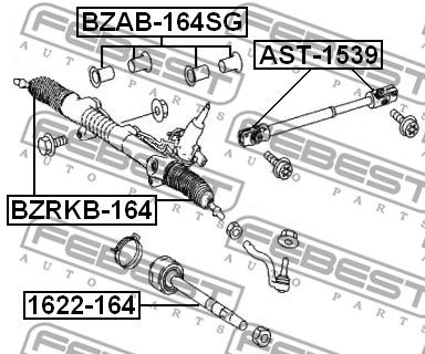 Сайлентблок рулевой рейки комплект FEBEST BZAB164SG