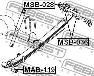 Сайлентблок рессоры задней FEBEST MAB119