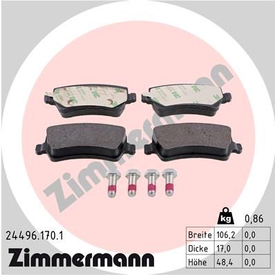 Колодки тормозные дисковые ZIMMERMANN 244961701