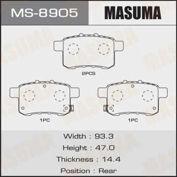 Колодки тормозные дисковые Masuma MS8905