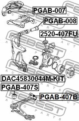 Сайлентблок переднего нижнего рычага задний FEBEST PGAB407B