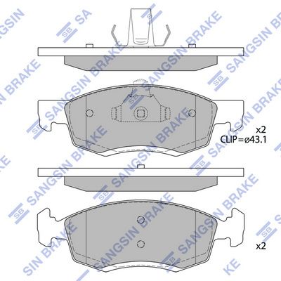 Колодки тормозные передние SANGSIN SP4099