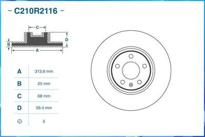 Диск тормозной передний CWORKS C210R2116