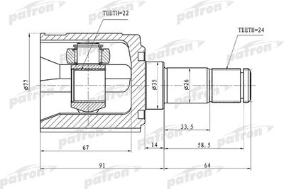 ШРУС внутренний левый PATRON PCV1170