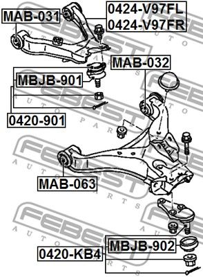 Рычаг передний левый верхний FEBEST 0424V97FL
