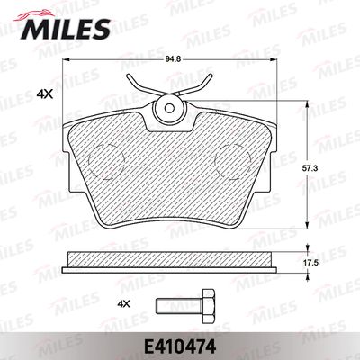 Колодки тормозные задние Miles E410474