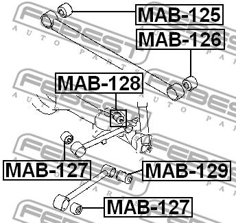 Сайлентблок задней верхней продольной тяги FEBEST MAB128