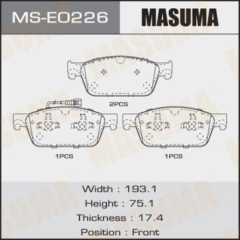 Колодки тормозные дисковые Masuma MSE0226