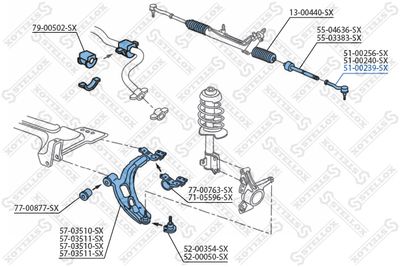 Наконечник рулевой правый STELLOX 5100239SX
