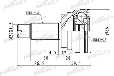ШРУС наружный PATRON PCV3006