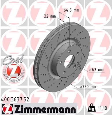 Диск тормозной ZIMMERMANN 400363752