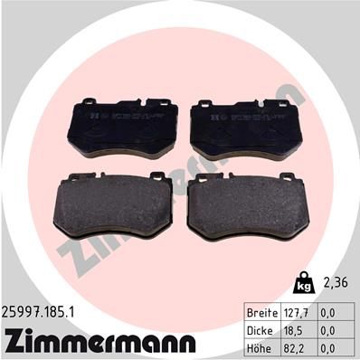 Колодки тормозные передние ZIMMERMANN 259971851