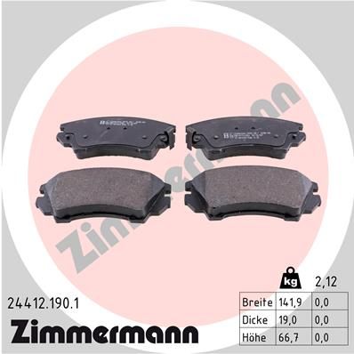 Колодки тормозные дисковые ZIMMERMANN 244121901
