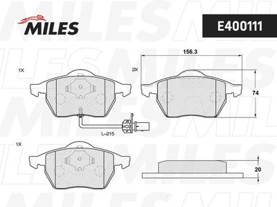 Колодки тормозные передние Miles E400111