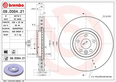 Диск тормозной BREMBO 09D06421