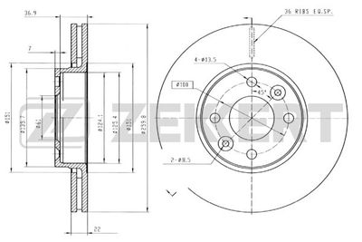 Диск тормозной передний Zekkert BS5231