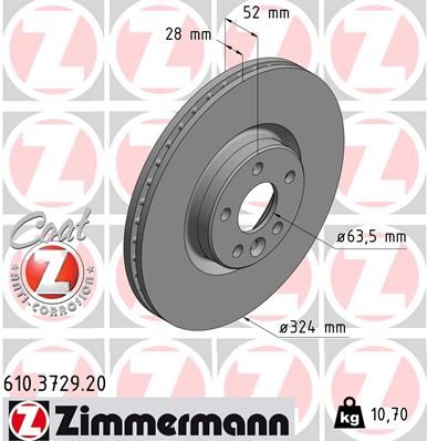 Диск тормозной передний ZIMMERMANN 610372920