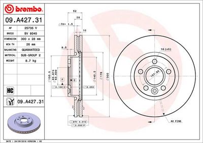 Диск тормозной BREMBO 09A42731