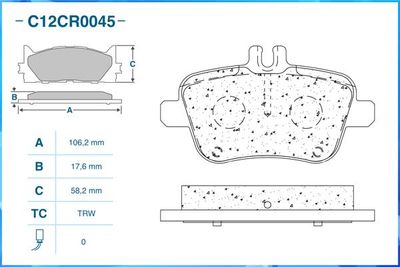 Колодки тормозные задние CWORKS C12CR0045
