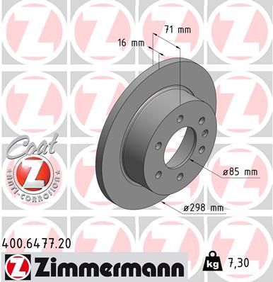 Диск тормозной ZIMMERMANN 400647720