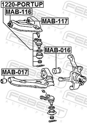 Сайлентблок переднего верхнего рычага комплект FEBEST MAB117