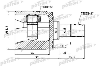 ШРУС внутренний правый PATRON PCV1022