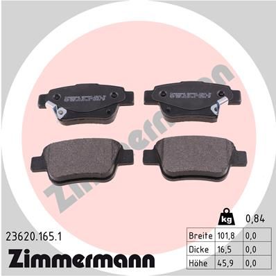 Колодки тормозные дисковые комплект ZIMMERMANN 236201651