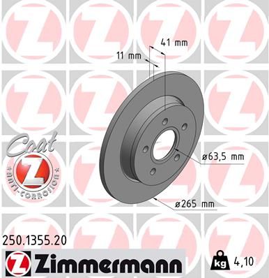 Диск тормозной ZIMMERMANN 250135520