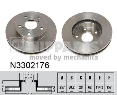 Диск тормозной передний вентилируемый NIPPARTS N3302176