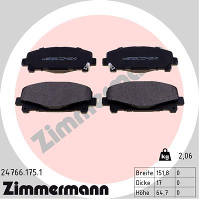 Колодки тормозные передние ZIMMERMANN 247661751