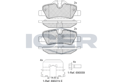 Колодки тормозные дисковые ICER 182190